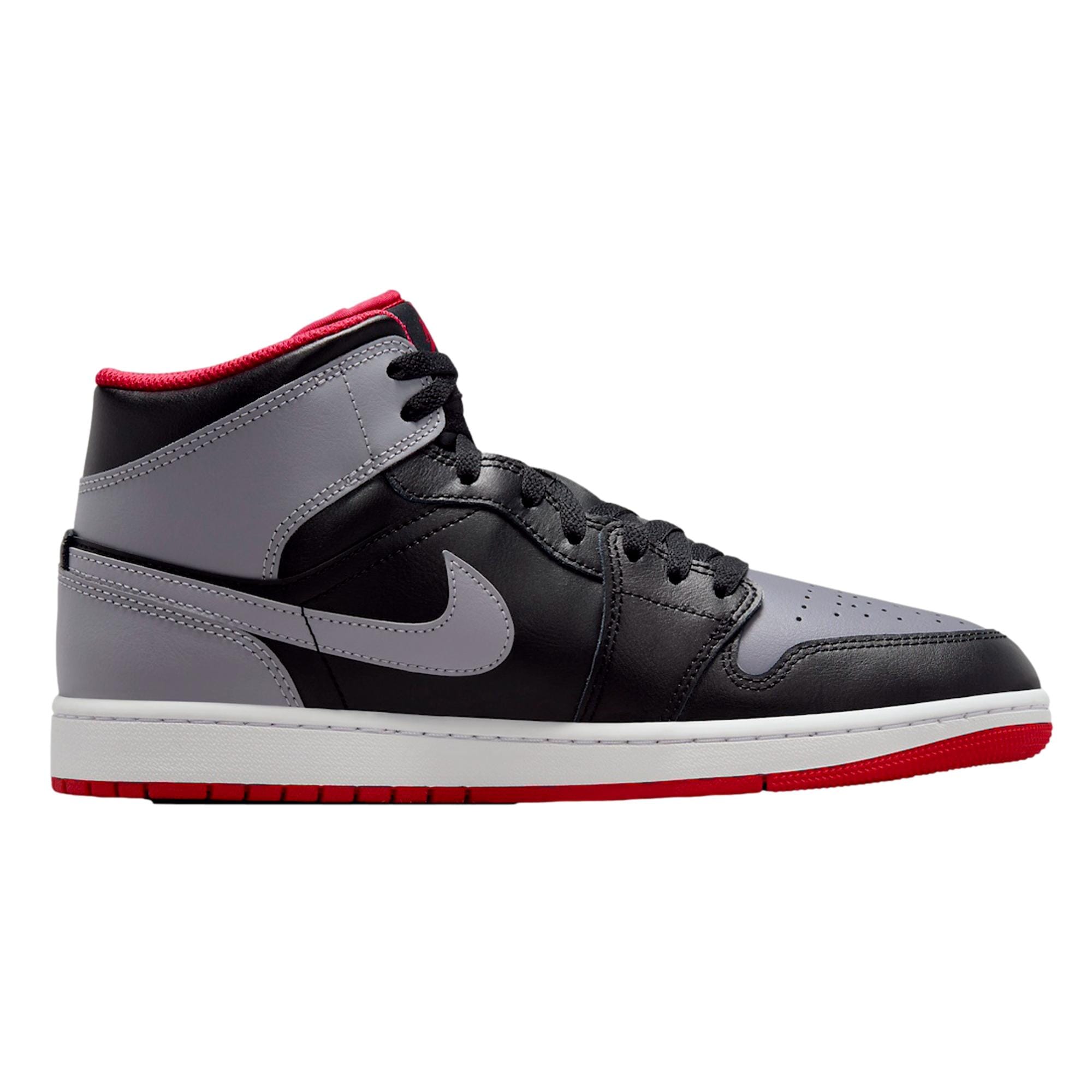 Men's Nike Air Jordan 1 Mid Black/Cement Grey-Fire Red DQ8426-006