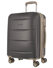 2pc Pierre Cardin Large Hard & Cabin Travel Luggage Set w/ Name Tag Graphite