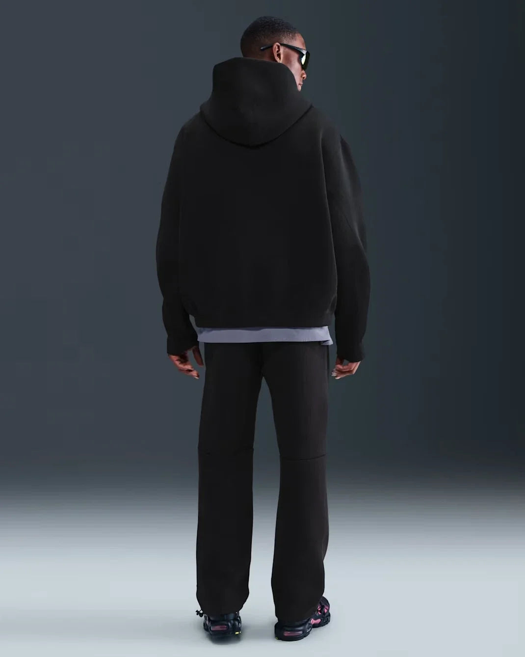 Nike Tech Oversized Fleece Hoodie Mens Black Kangaroo Pocket Pullover JAX1065