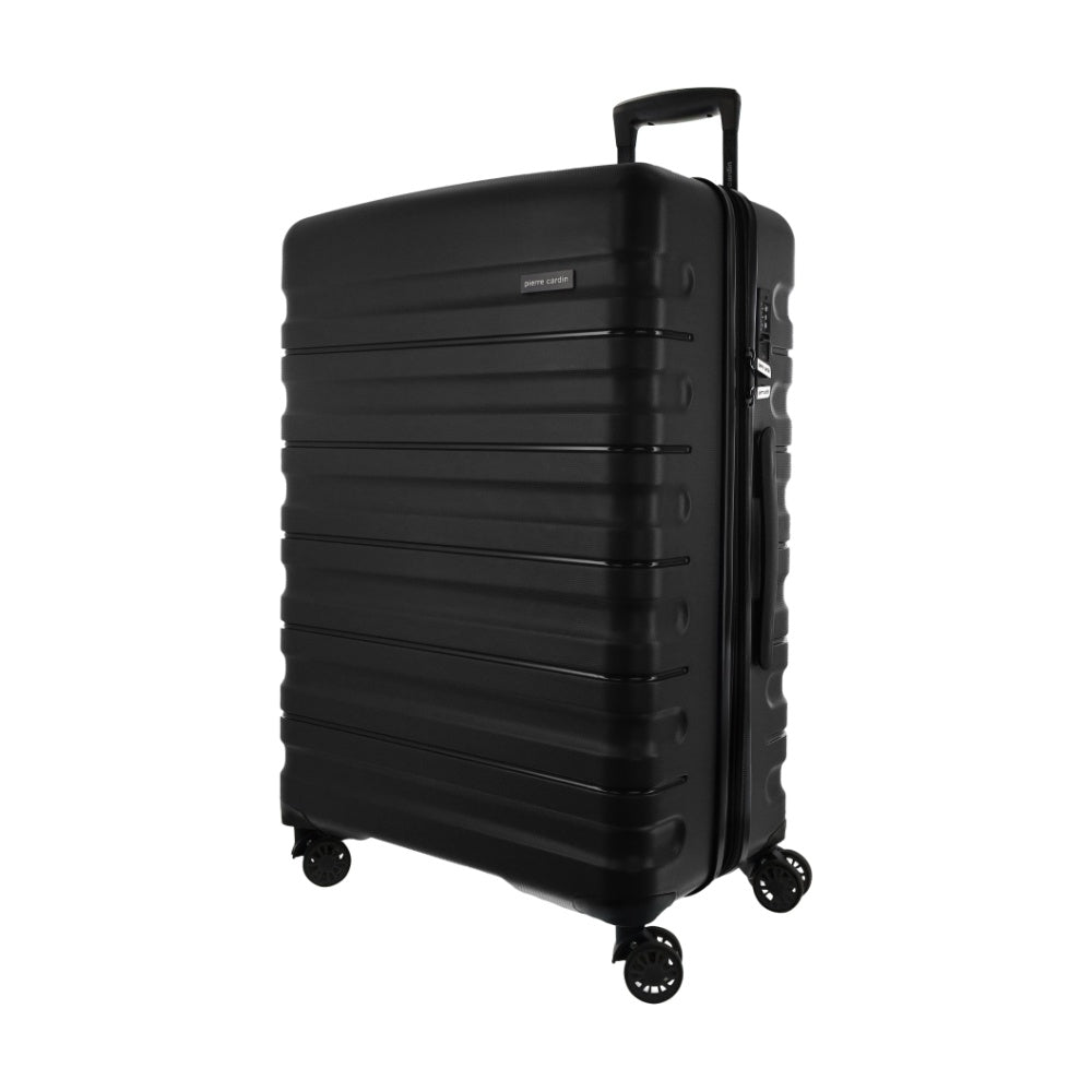3pc Pierre Cardin 4 Wheel Hard-Shell Suitcase Travel Luggage Set Black