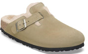 Women's Boston Suede Shearling Clogs In Taupe