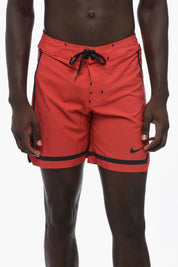 Stretch Fabric Boxer Swim Shorts with Contrast Details