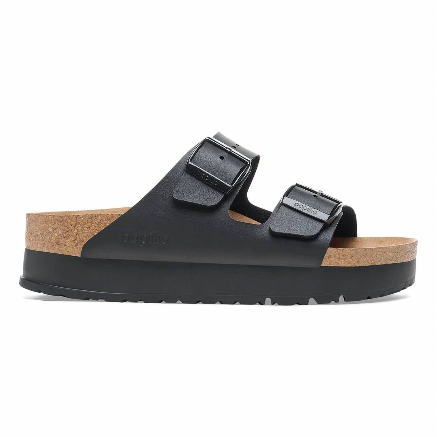 Arizona Platform Birko-Flor Unisex Sandal In Black