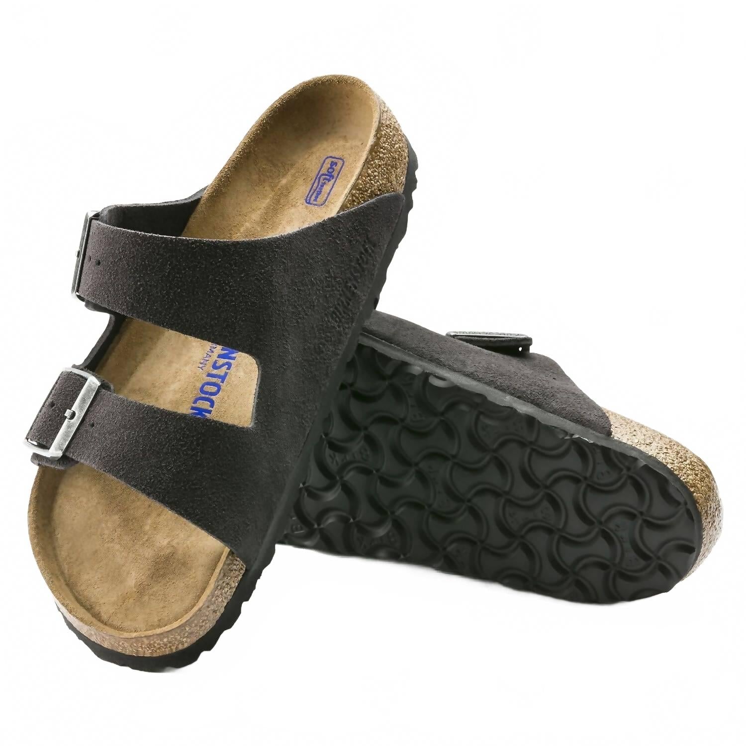 Unisex Arizona Velvet Soft Footbed Sandals In Grey