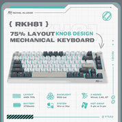 Royal Kludge RKH81 Tri Model RGB Hot Swap Mechanical Keyboard (White with Blue Switch)