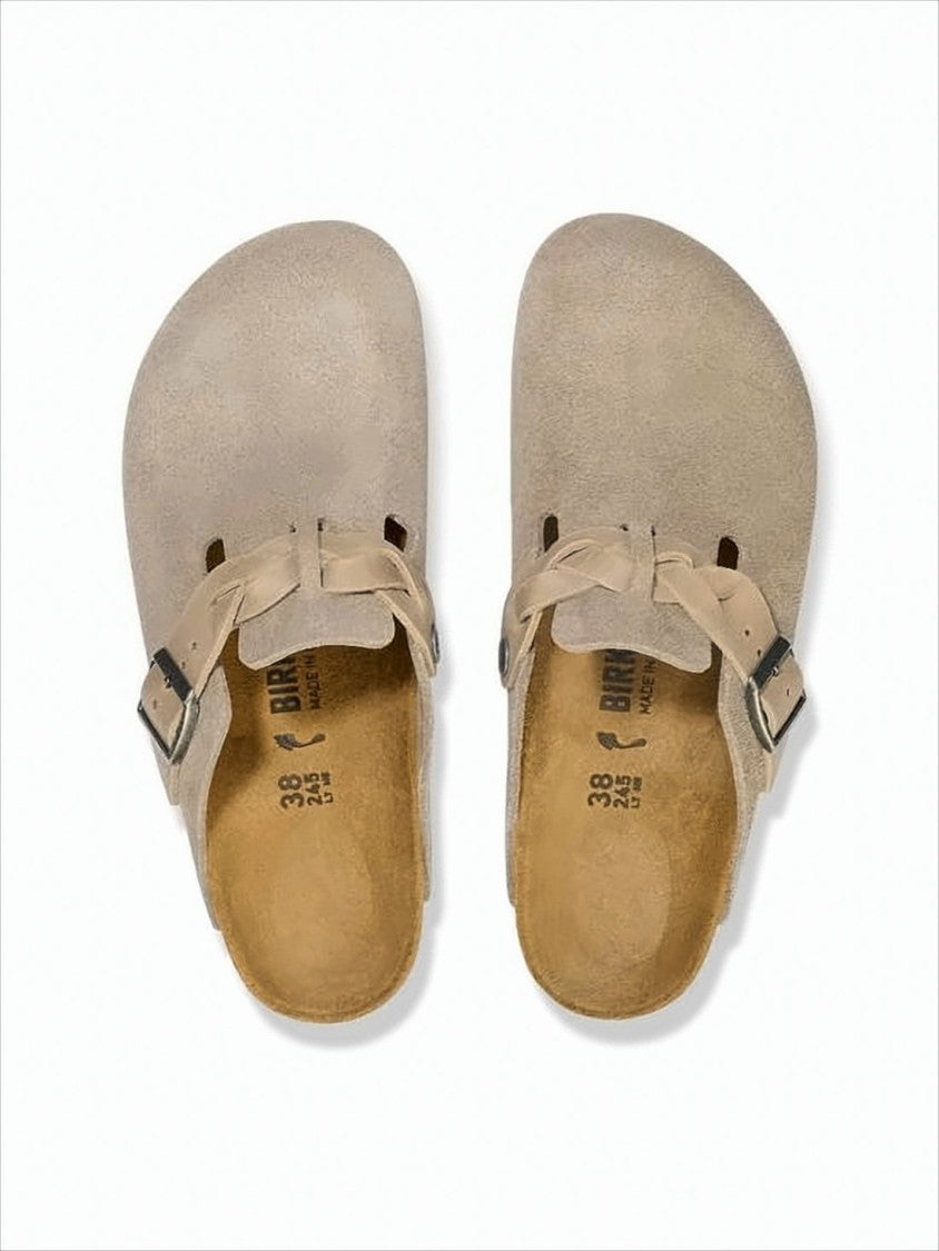 Soft Suede Mule with Adjustable Leather Strap