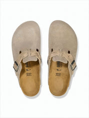 Soft Suede Mule with Adjustable Leather Strap