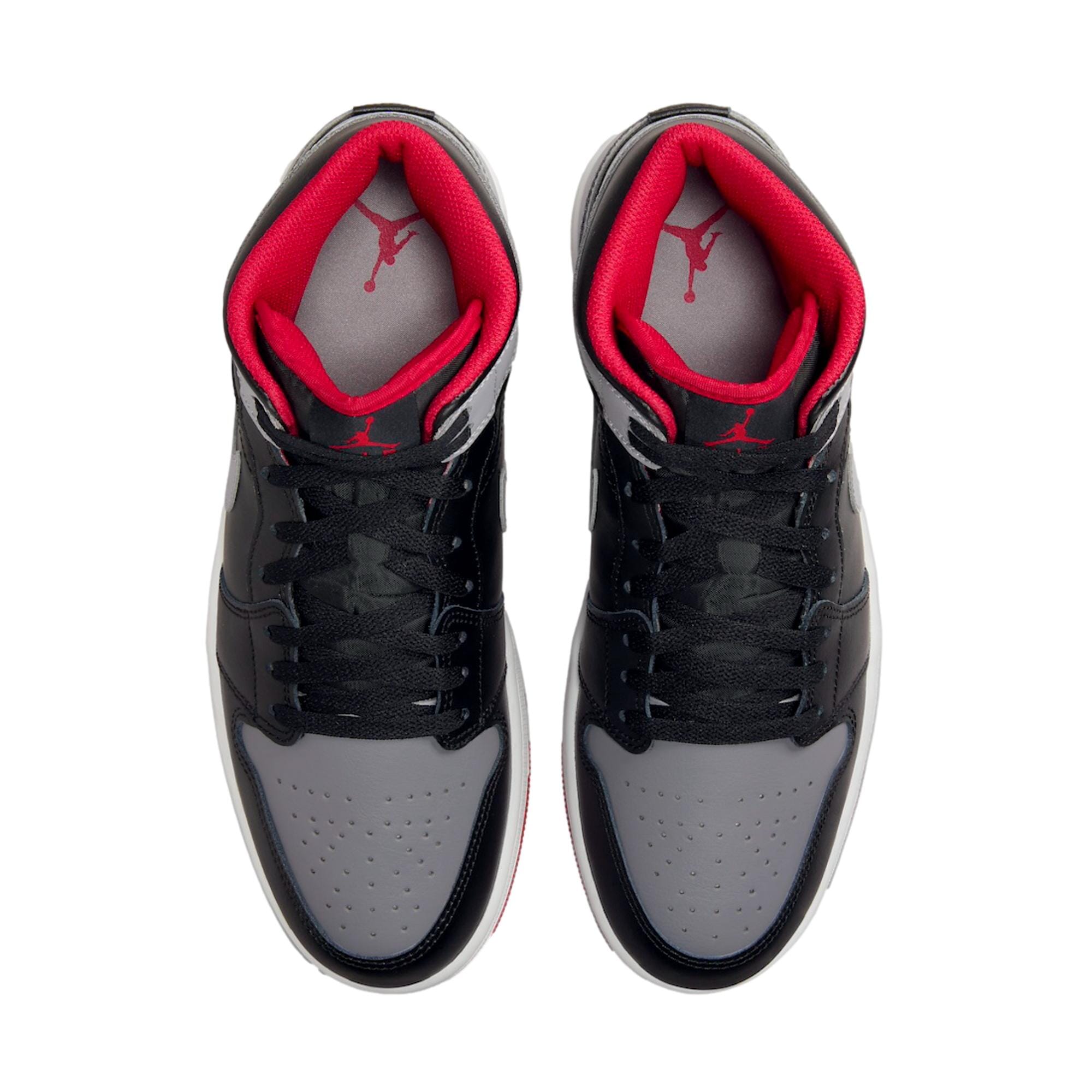 Men's Nike Air Jordan 1 Mid Black/Cement Grey-Fire Red DQ8426-006