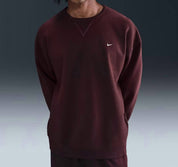 Solo Swoosh Fleece Crew Sweatshirt In Burgundy Crush/burgundy Crush/white