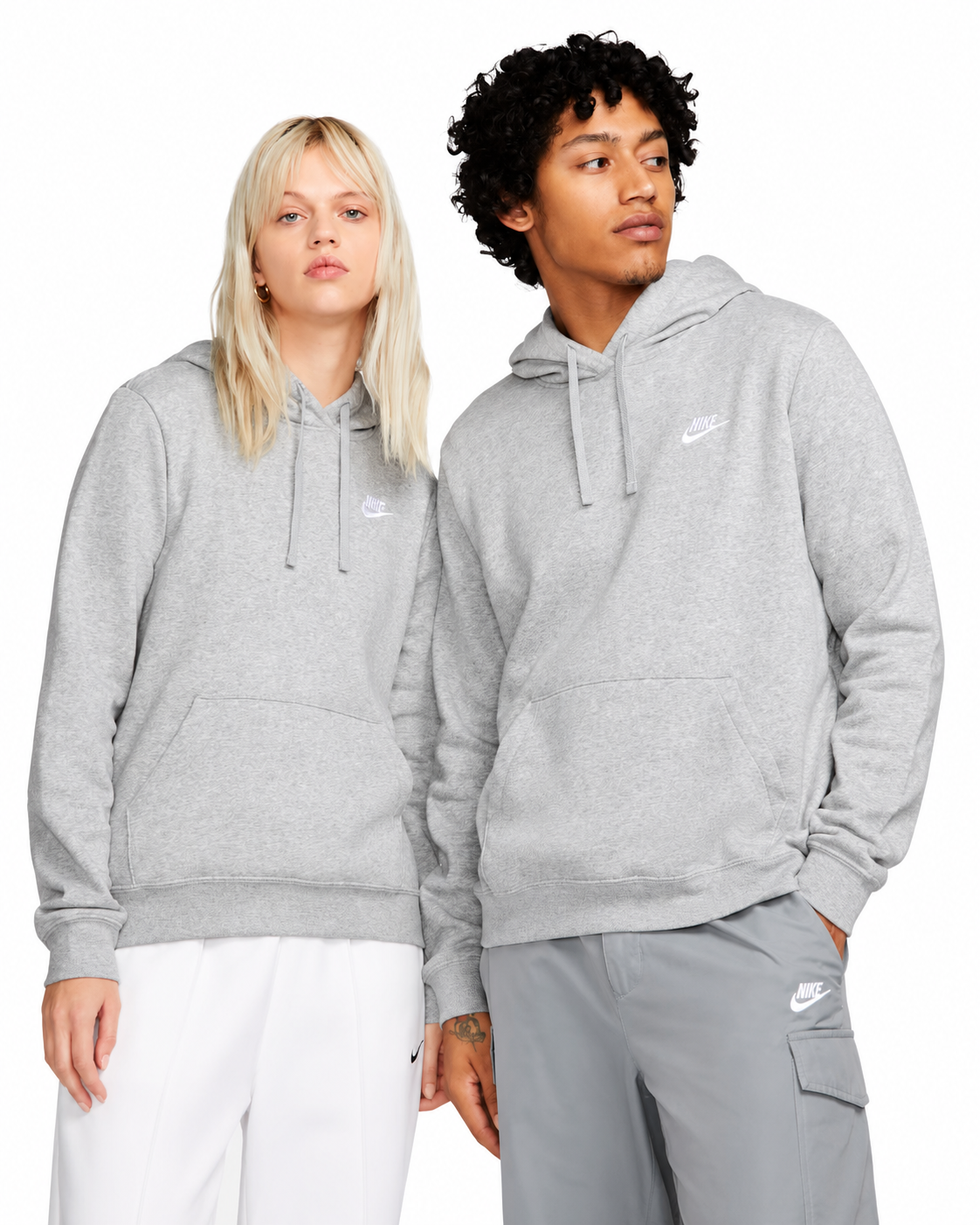 Women's Nike Sportswear Club Fleece Pullover Hoodie Dark Grey Heather/White DQ5793-063