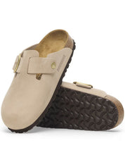 Boston Big Buckle Nubuck Leather Clogs