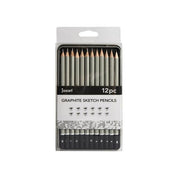 12pc Jasart Studio Graphite Sketch Pencil Tin Set - Grey