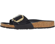 Women's Birkenstock Madrid Big Buckle 1022650 Black Leather Sandals ZOGG2056