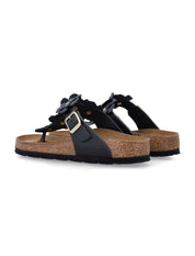 Gizeh Floral Applique Leather Sandals