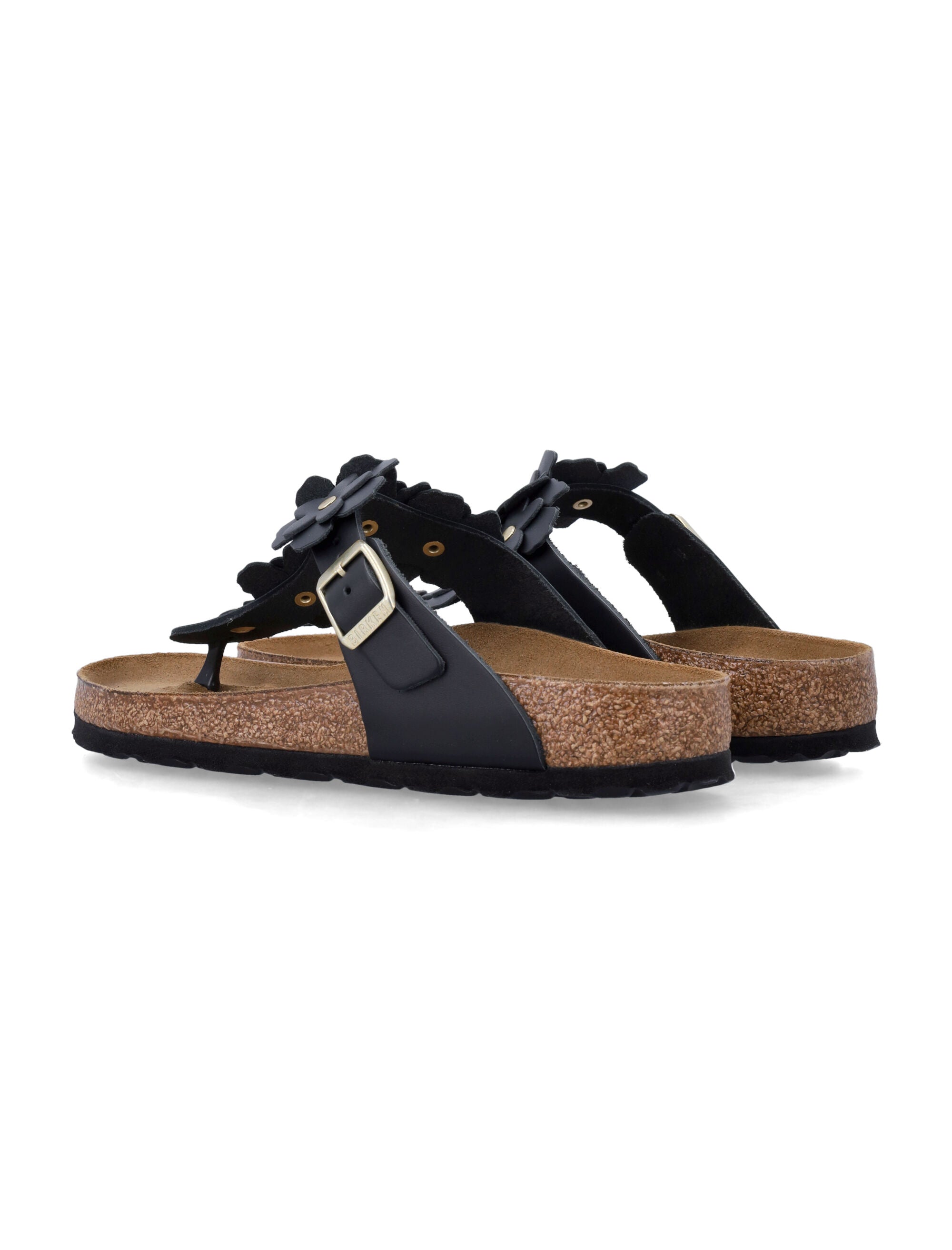 Gizeh Floral Applique Leather Sandals