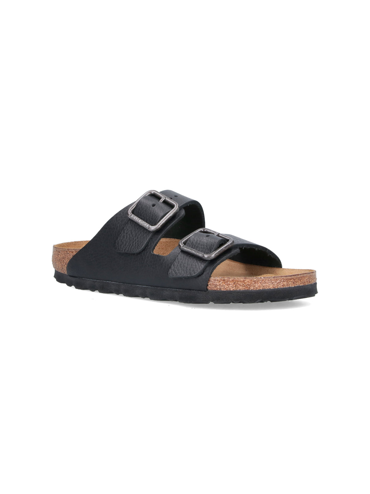 Black Open-Toe Buckle Strap Sandals