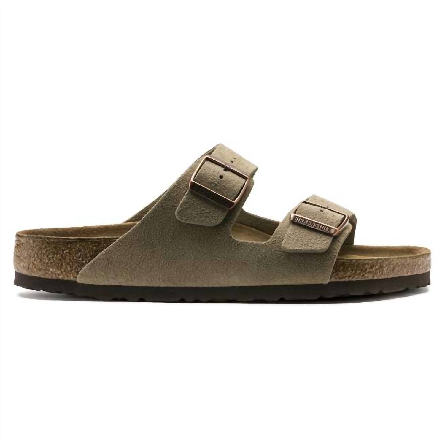 Unisex Arizona Soft Footbed Suede Leather Sandals In Taupe