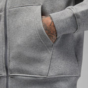 Men's Nike Jordan Brooklyn Fleece Full Zip Hoodie Carbon Heather/White FJ7771-091