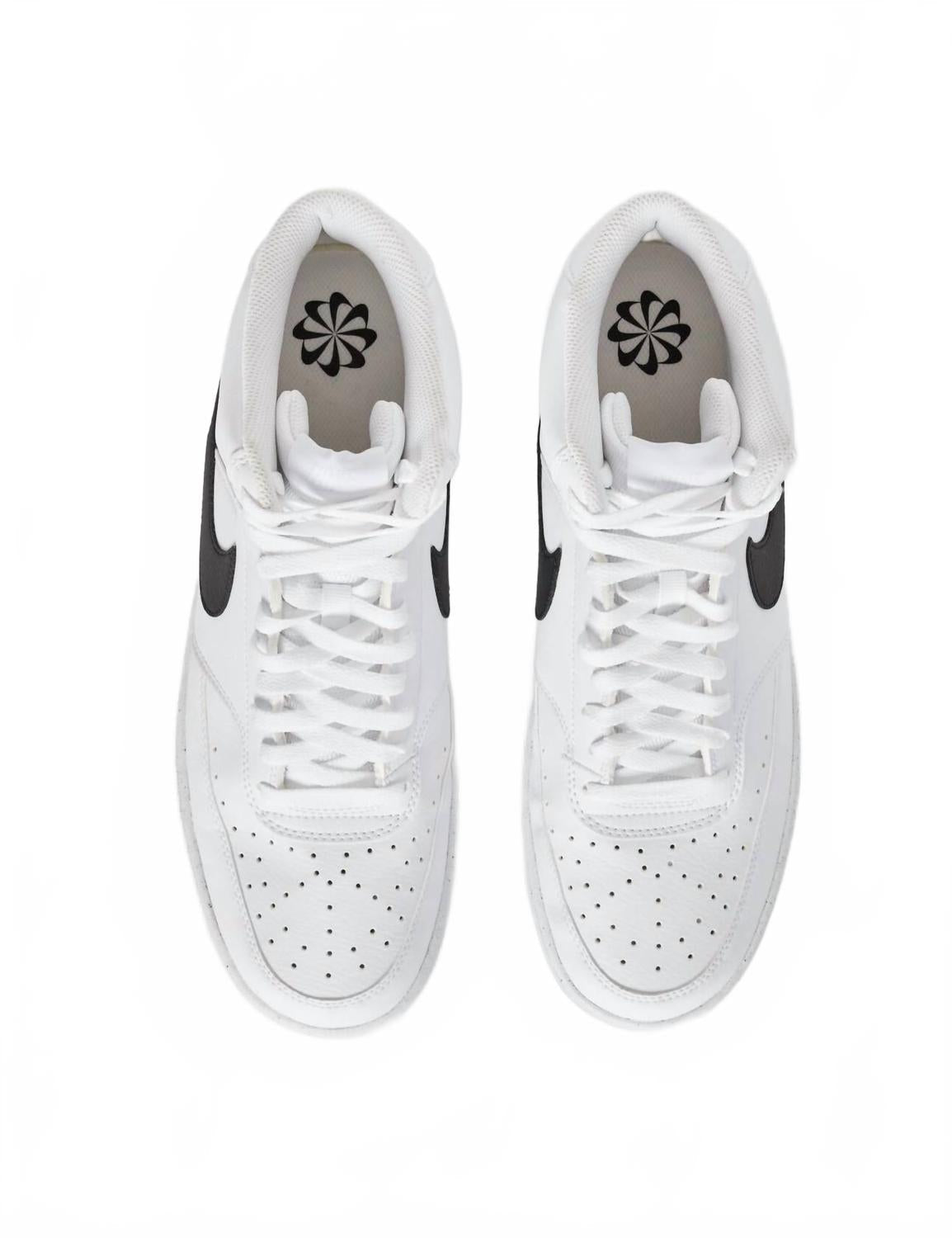 Men's Court Vision Mid Next Nature Shoes In White/black