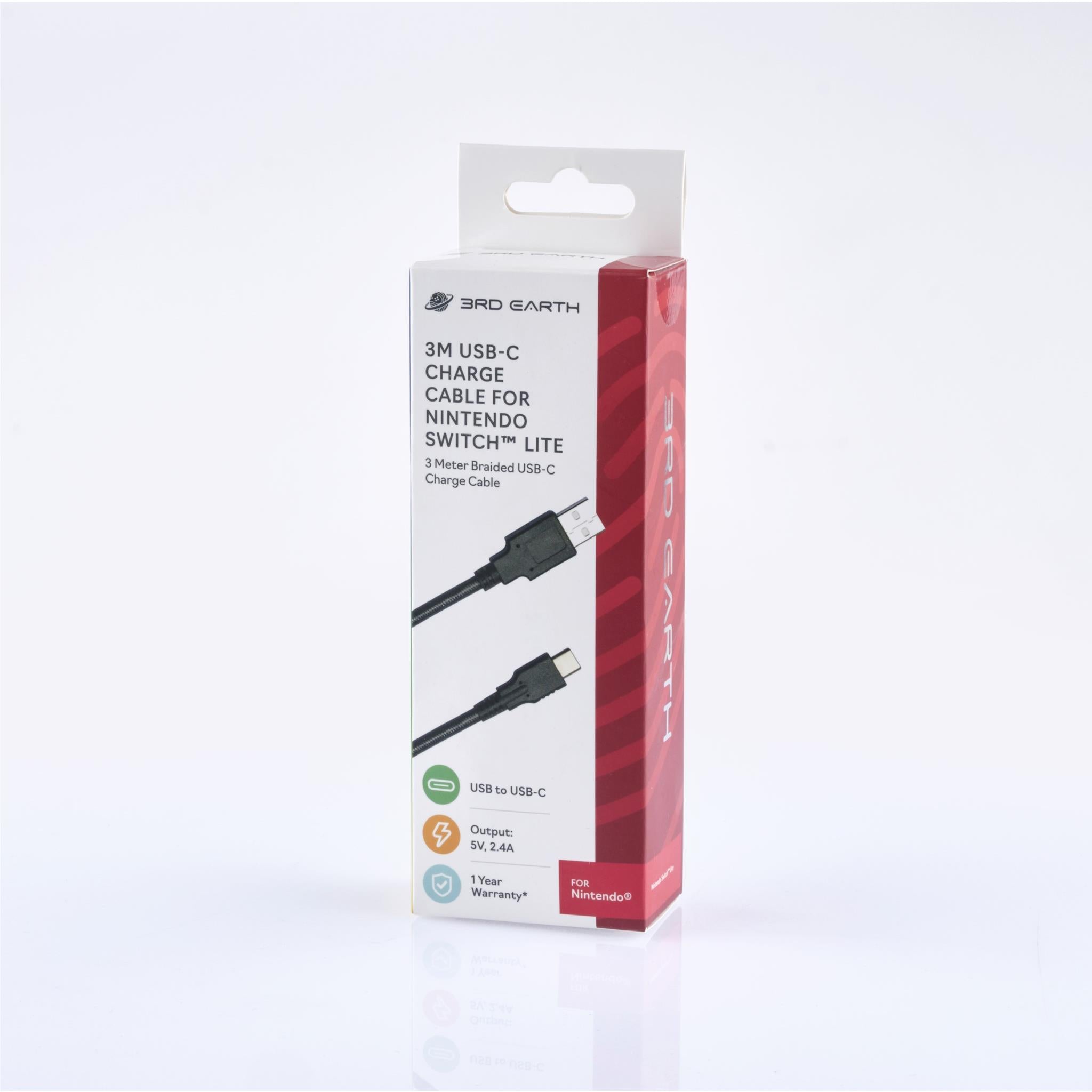 3rd Earth 3M USB-C Charge Cable for Nintendo Switch™ (Grey)