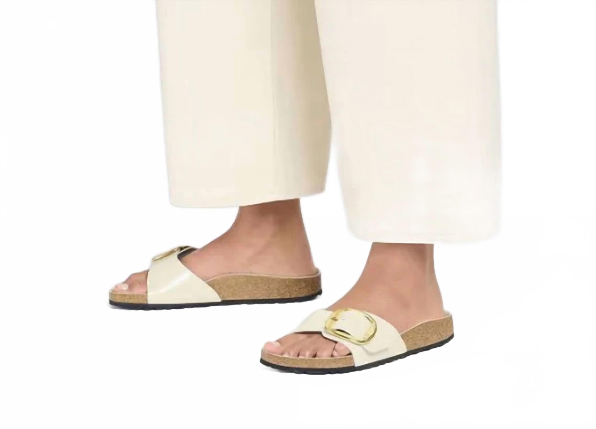 Women's Madrid Big Buckle Sandals In High Shine Ecru
