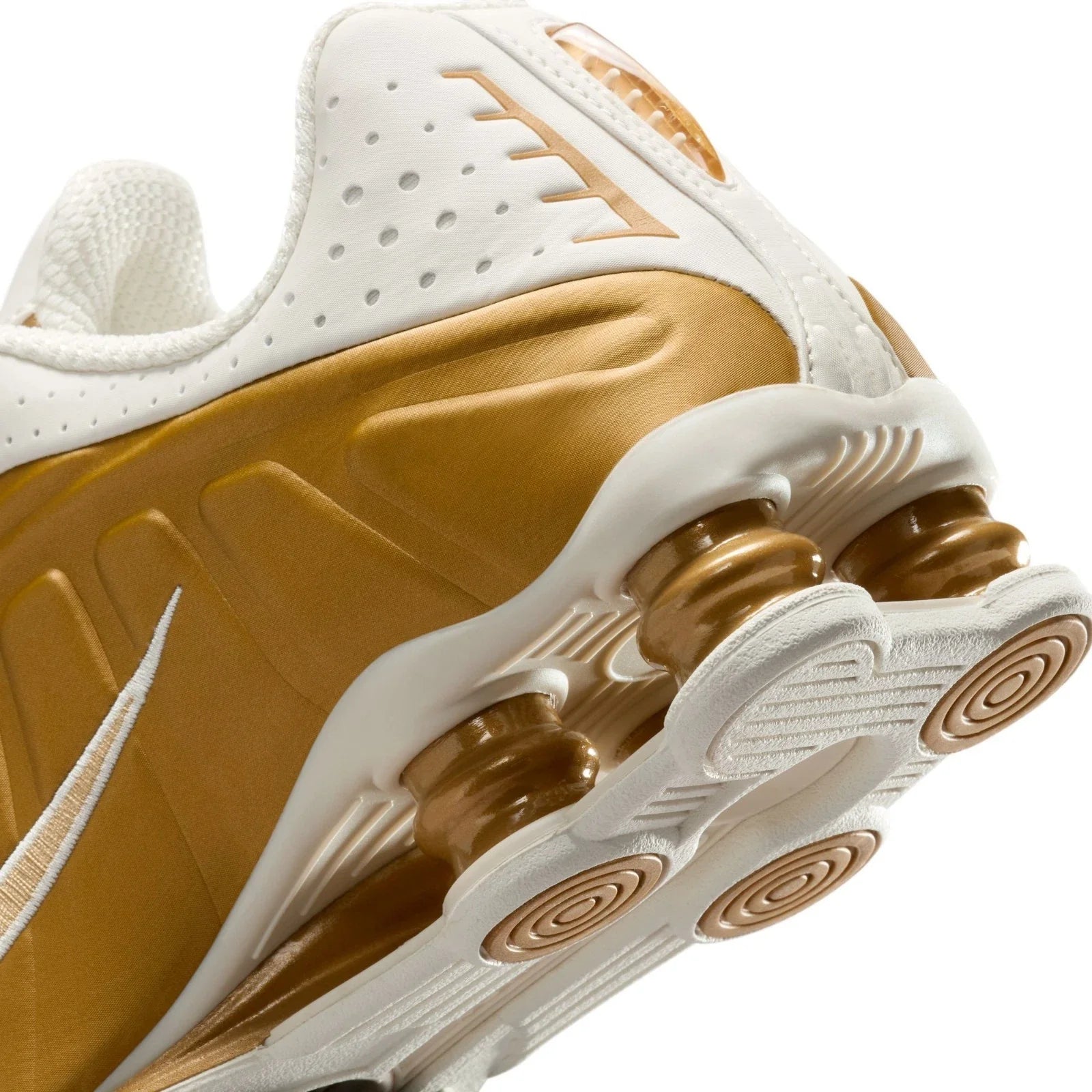 Nike Shox R4 AR3565-010 Sneaker Womens White Gold Low Top Lifestyle Shoes MEW725