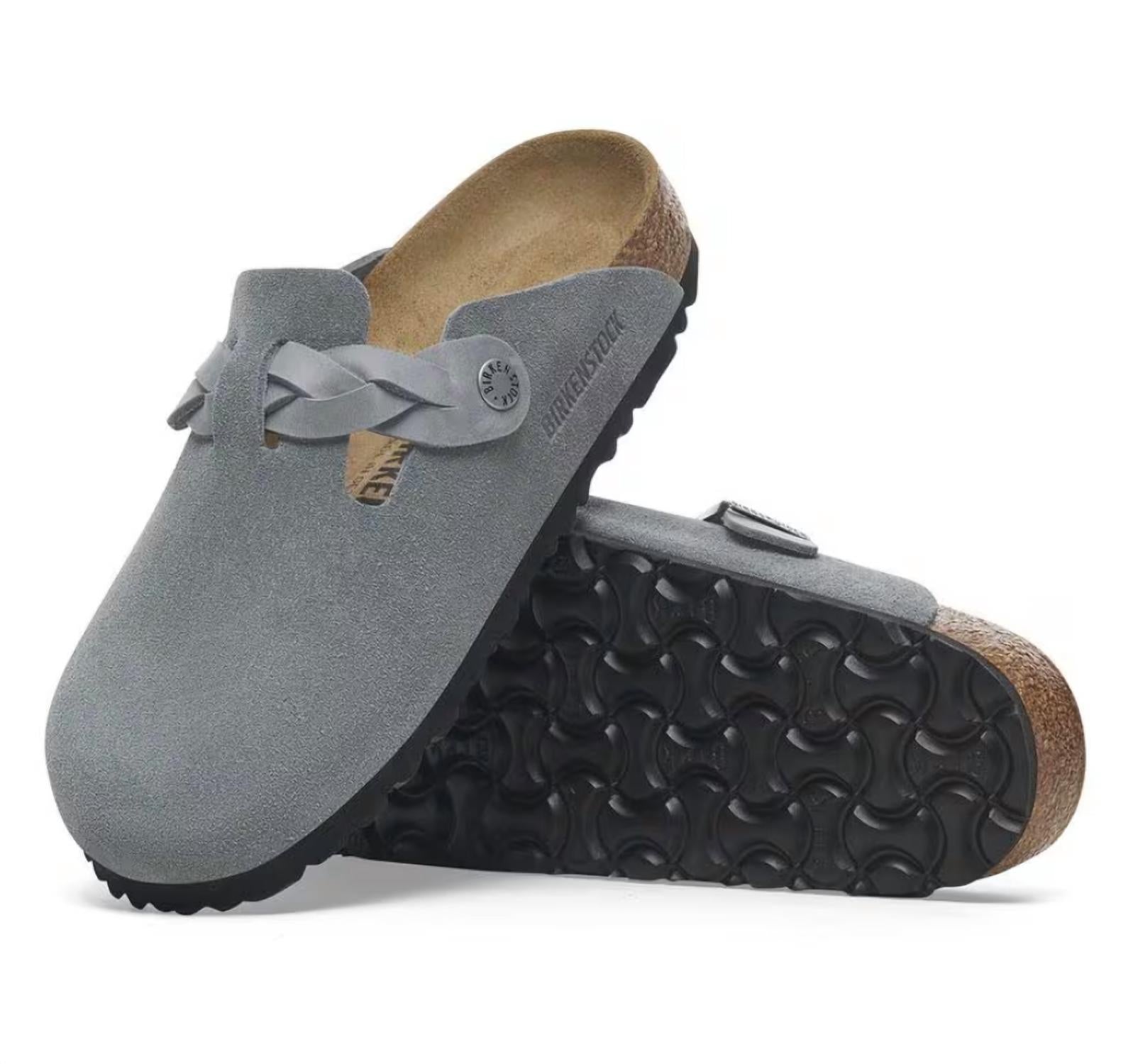 Women's Boston Braided Suede Clogs In Basalt Gray