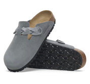 Women's Boston Braided Suede Clogs In Basalt Gray