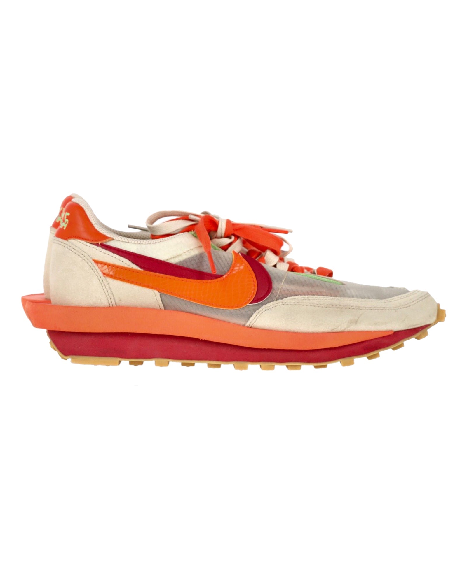 Nike LD Waffle x Sacai x CLOT Kiss of Death Sneakers in Orange and Beige Nylon