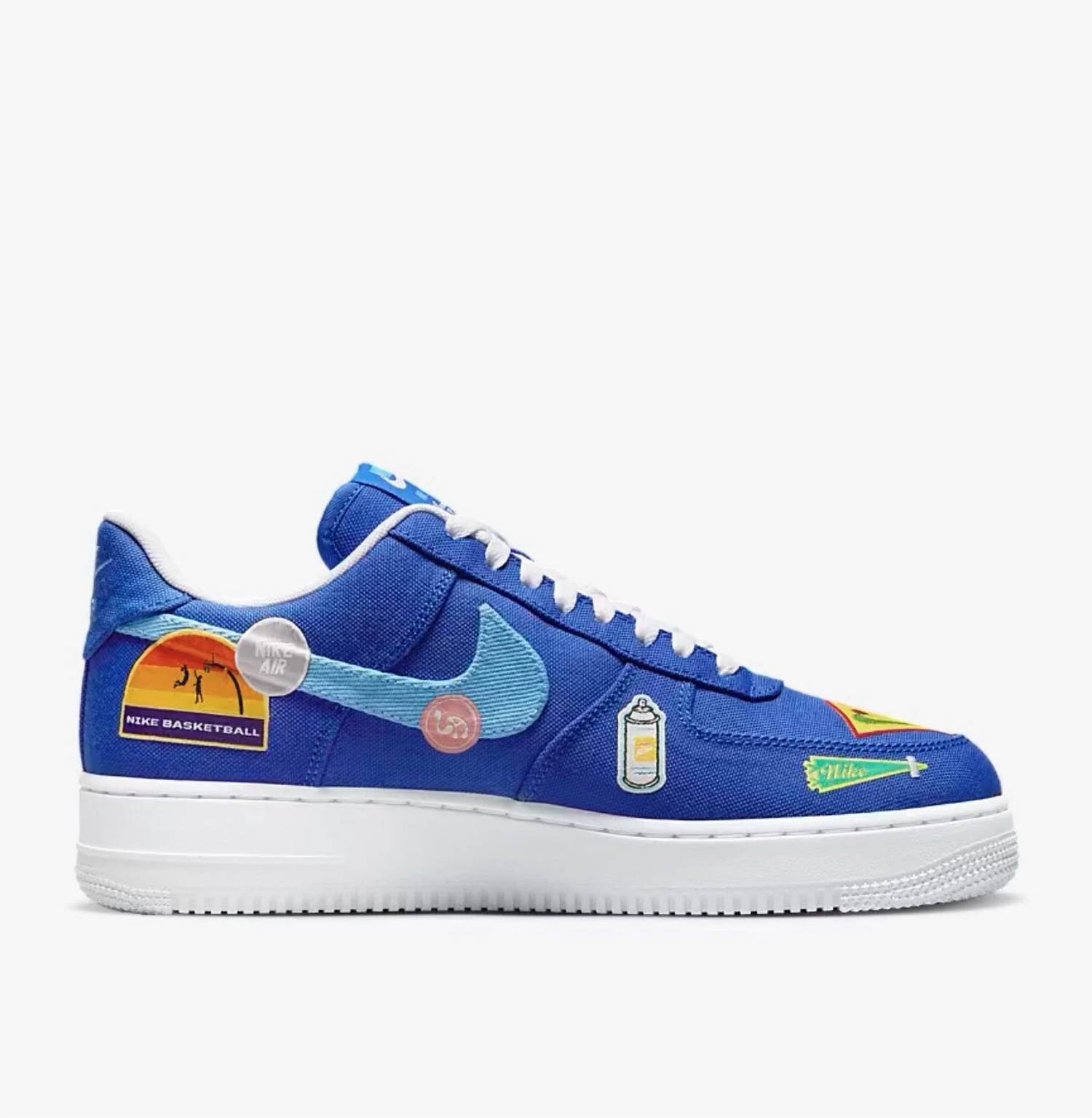 Men's Air Force 1 '07 'patched Up Los Angeles Shoes In Racer Blue/university Blue-White
