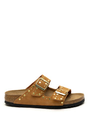 Brown Suede Arizona Rivet Sandals