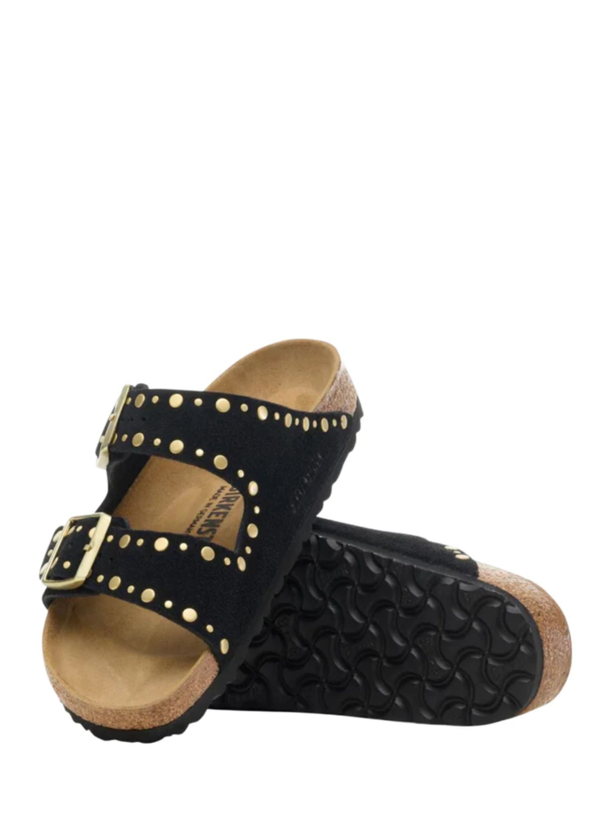 Black Arizona Suede Studded Slipers