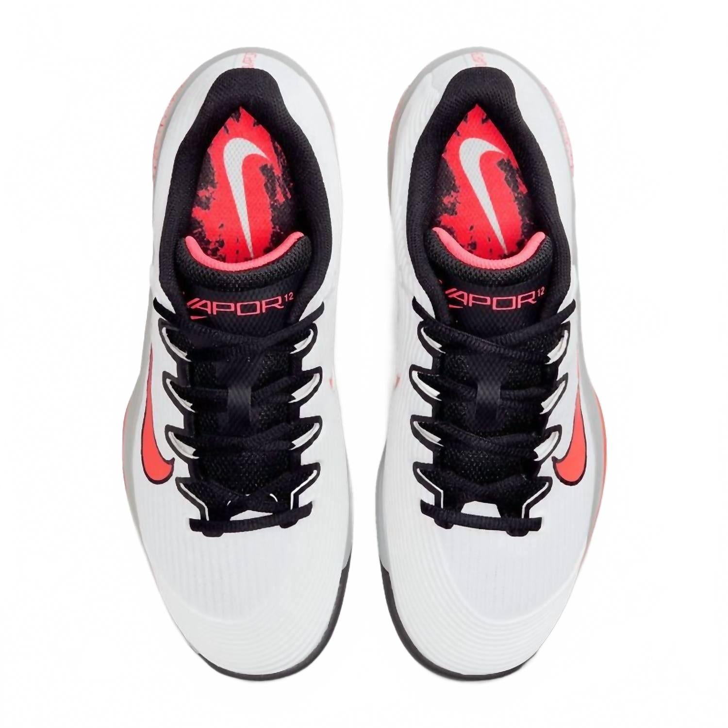 Women's Zoom Vapor 12 Hard Court Premium Tennis Shoes In White / Hot Lava / Wolf Grey