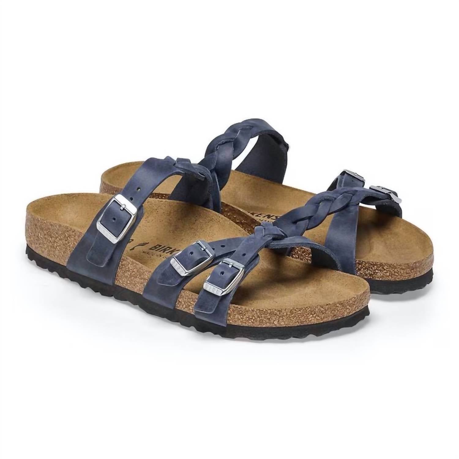Women's Franca Braided Sandal In Navy Oiled Leather