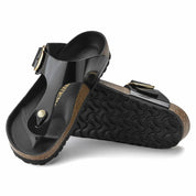 Unisex Gizeh Big Buckle Sandal In High Shine Black