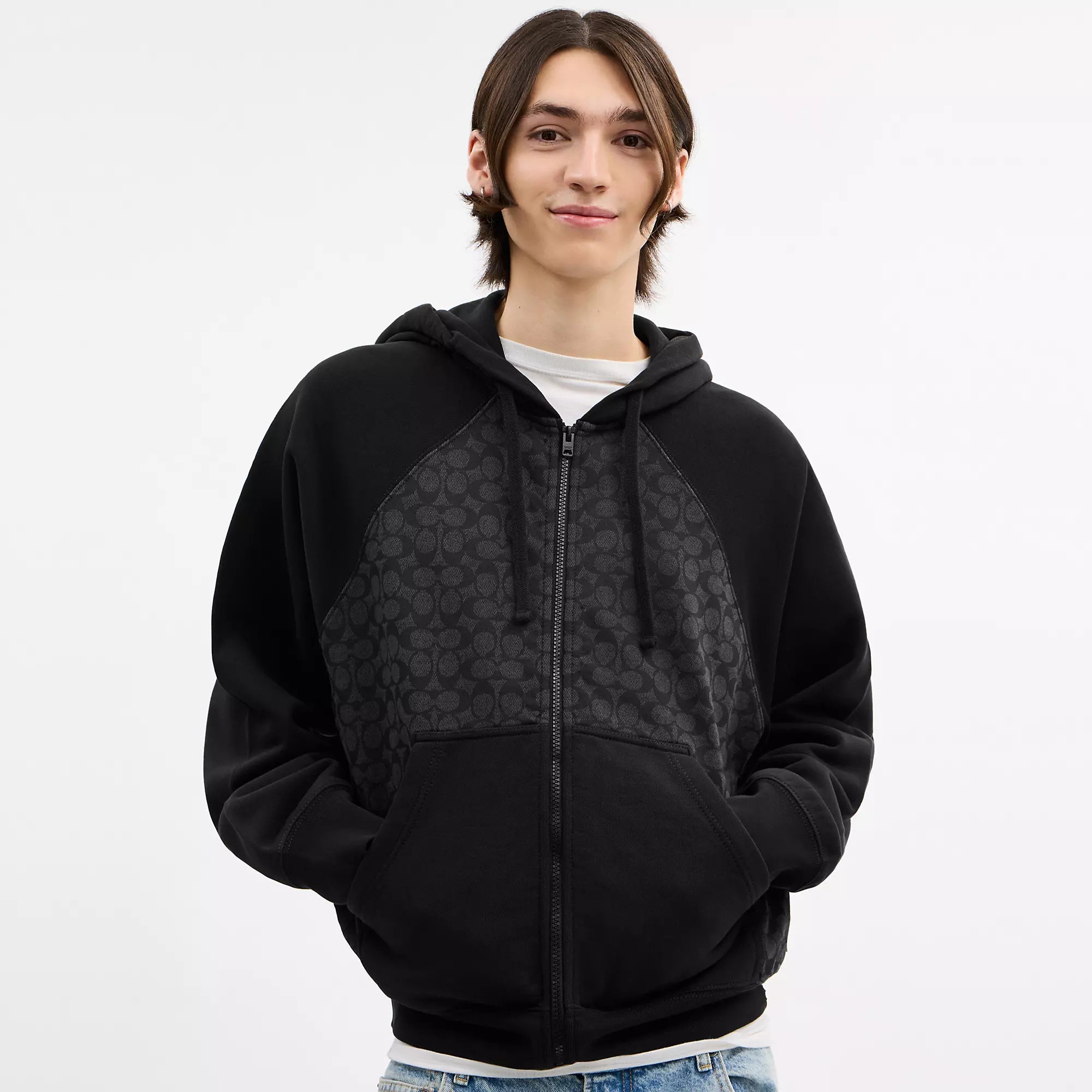 Coach Outlet Signature Full Zip Hoodie In Organic Cotton