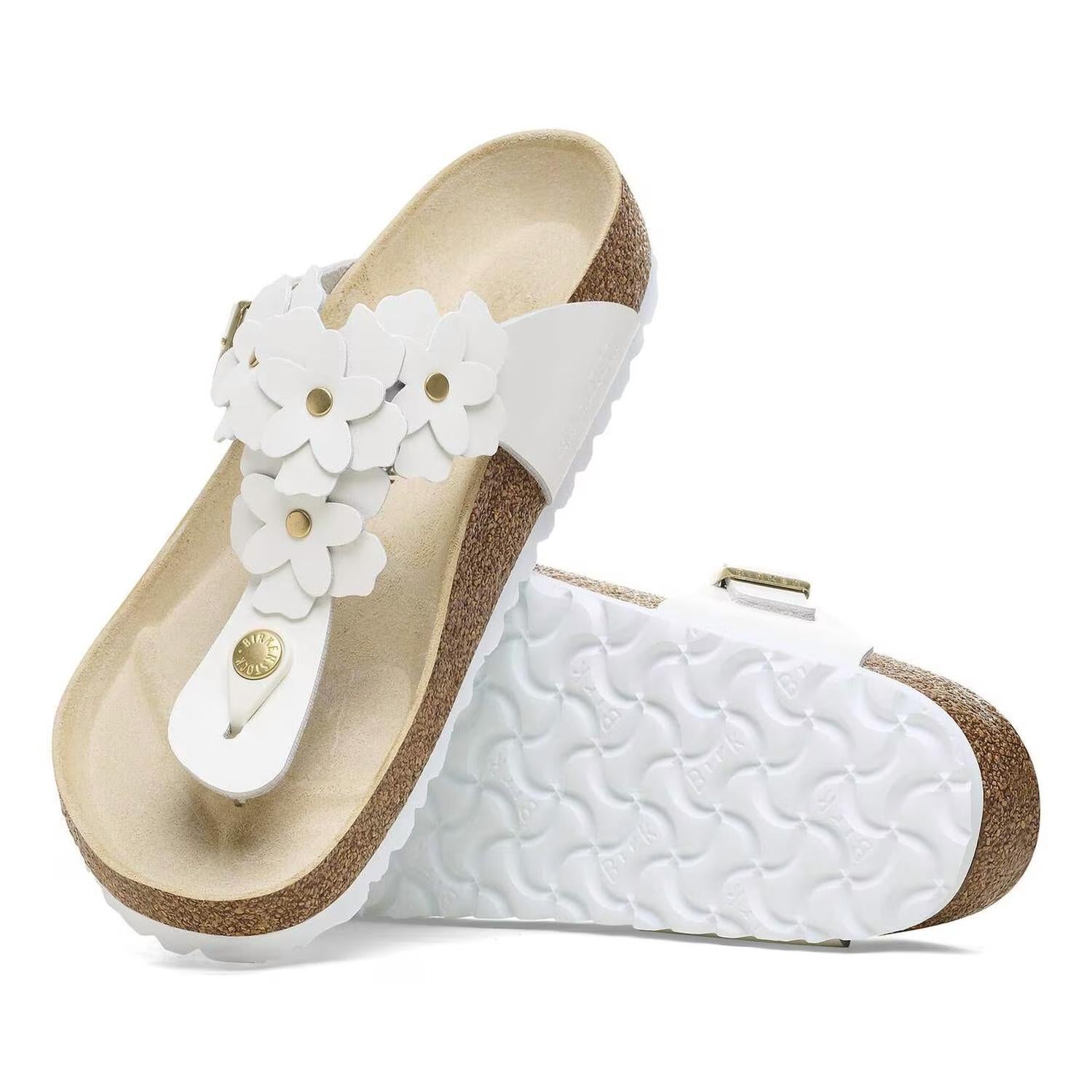 Women's Gizeh Flowers Sandals In White