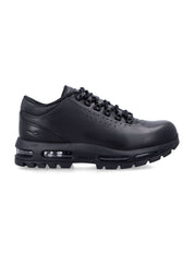 Black Leather Low-Top Sneakers With Visible Air Max Cushioning