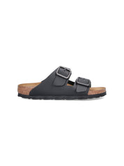 Black Open-Toe Buckle Strap Sandals