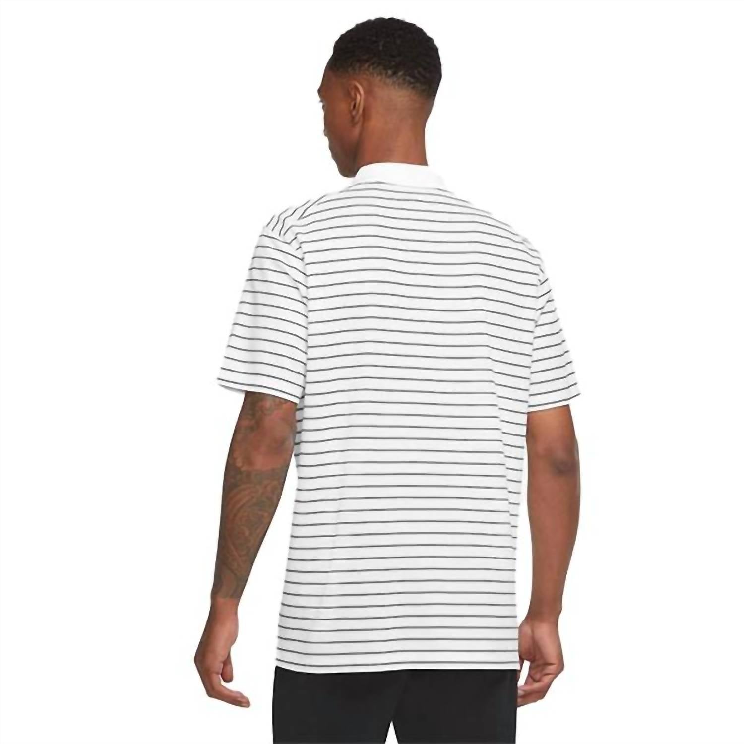 Men's Golf Polo Shirt In White And Black Stripes