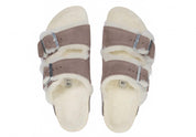 Women's Arizona Shearling Suede Narrow Sandals In Faded Purple