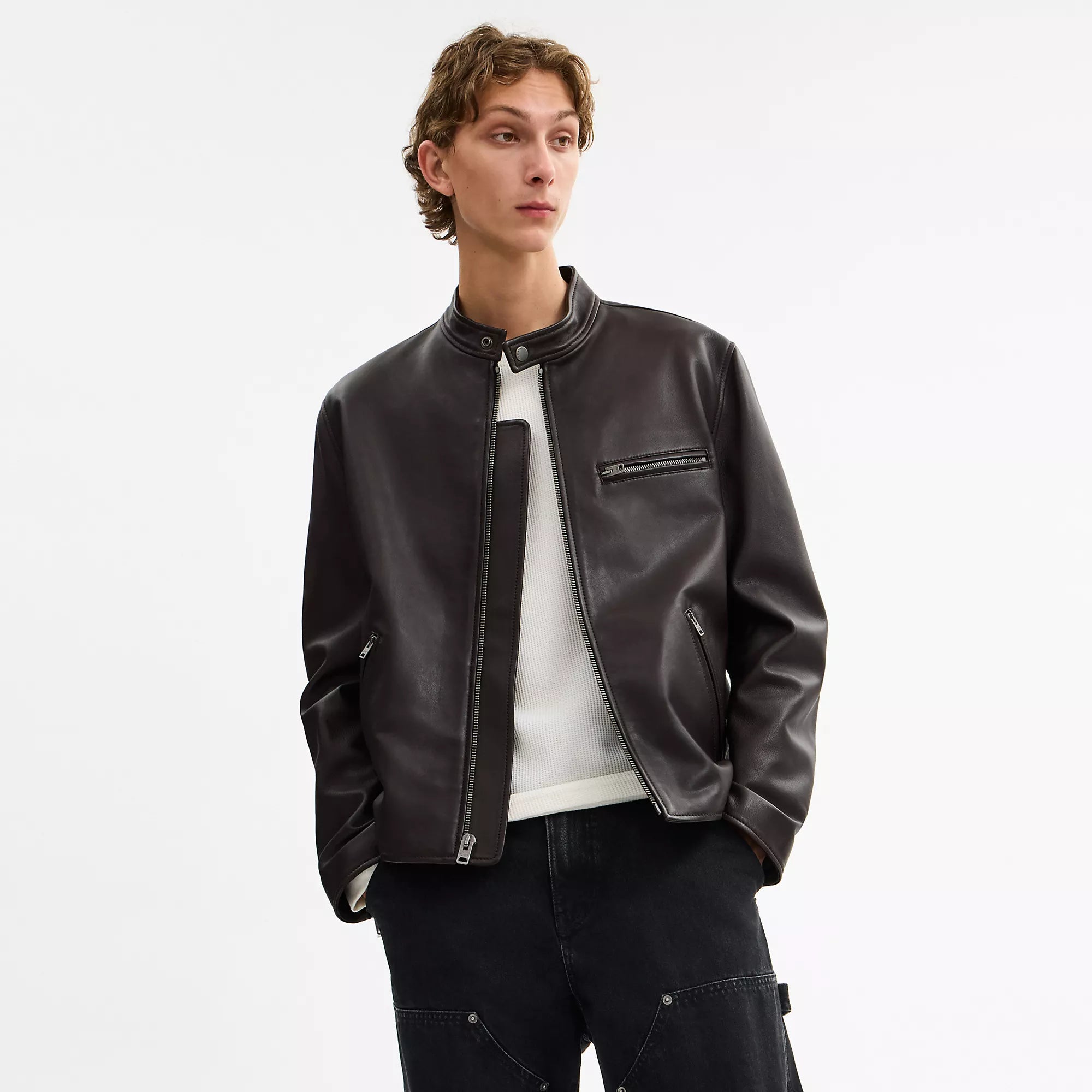 Coach Outlet Leather Racer Jacket