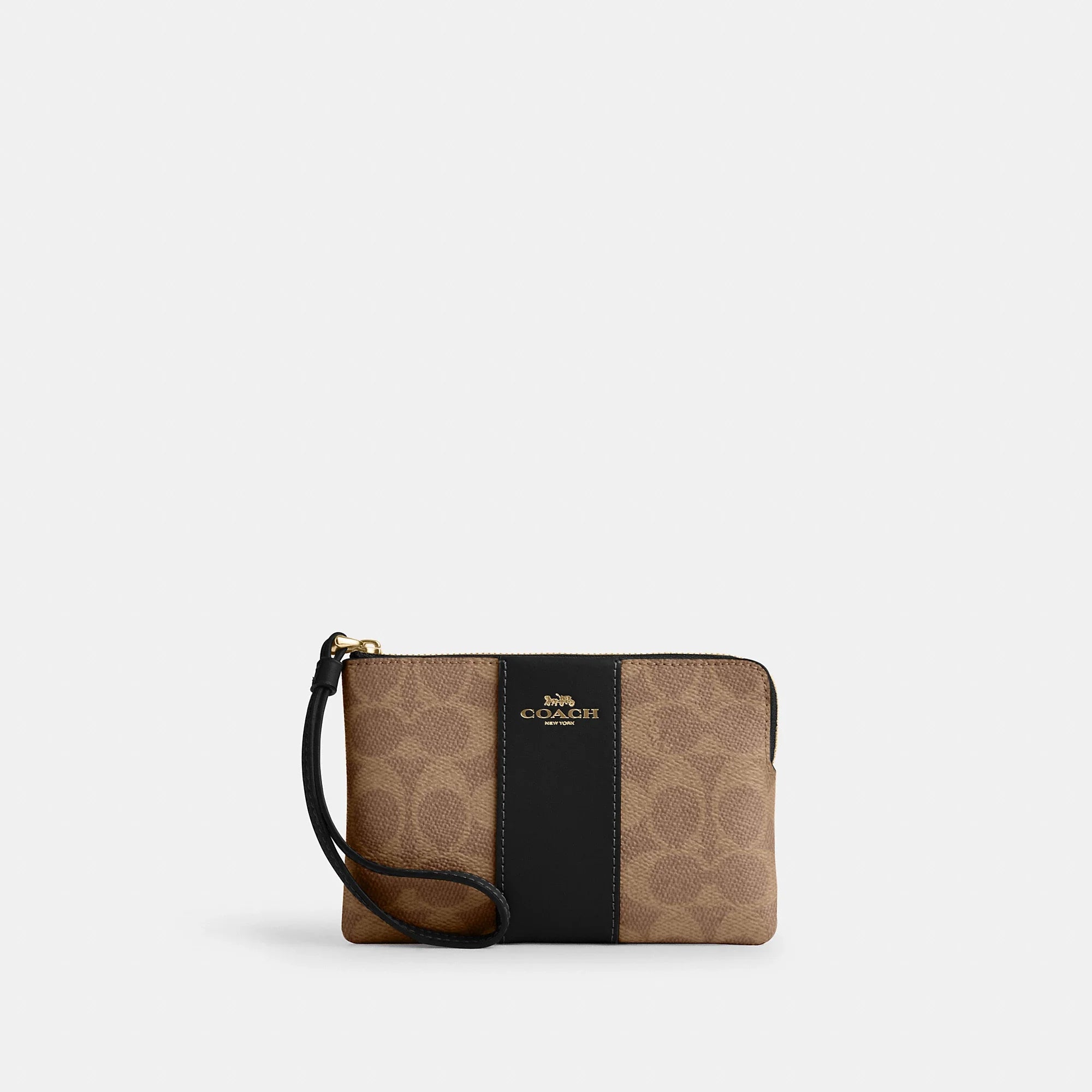 Coach Outlet Corner Zip Wristlet In Signature Canvas With Stripe