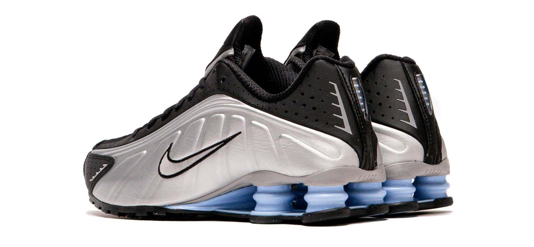 Nike Shox R4 Metallic Silver Black Psychic Blue