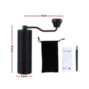 Devanti Manual Coffee Grinder with 24 Precise Settings Portable Hand Bean Burr Mill Black with Brush