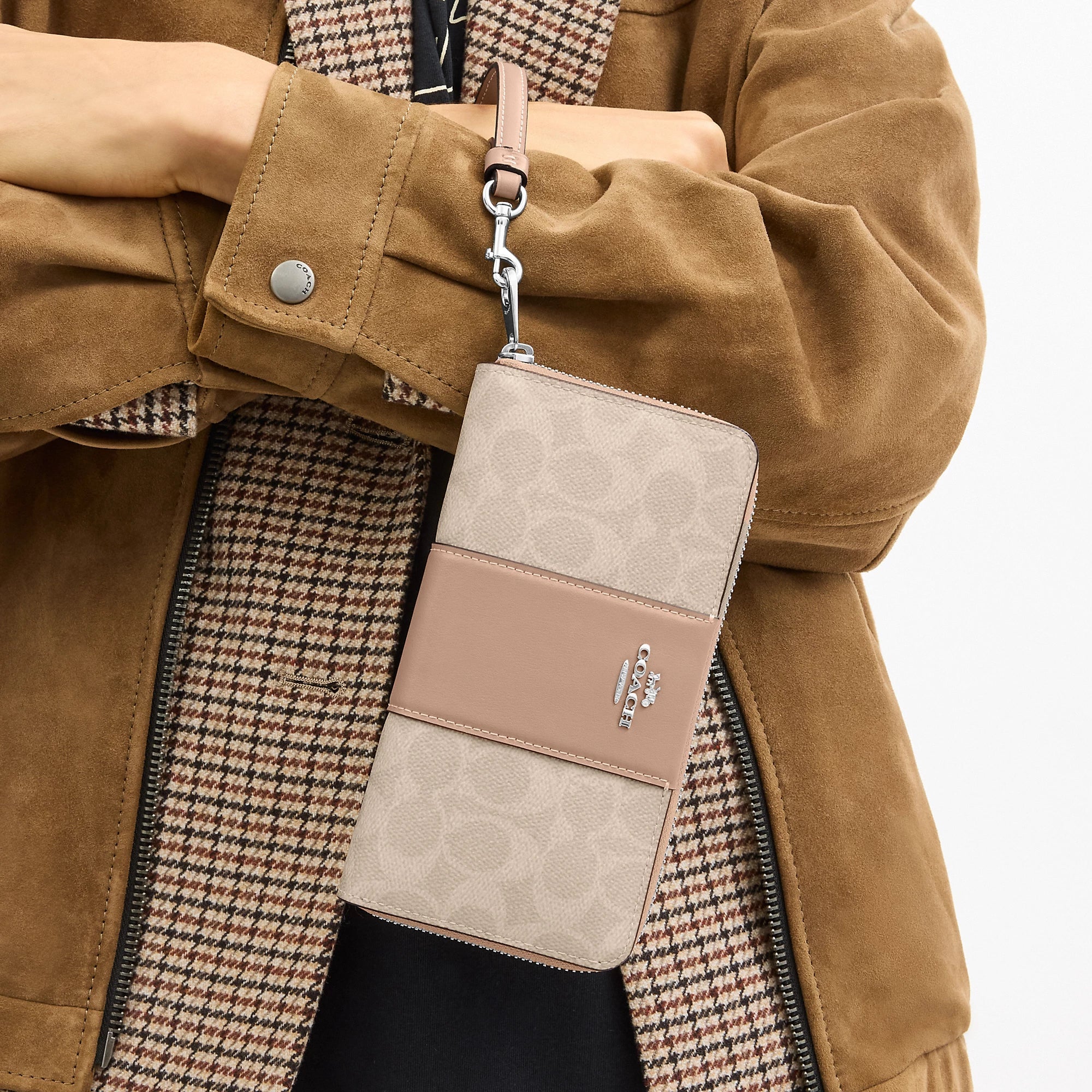 Coach Outlet Long Zip Around Wallet In Signature Canvas With Stripe