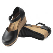 Women's Mary Ring Buckle Wedge Sandal In Black