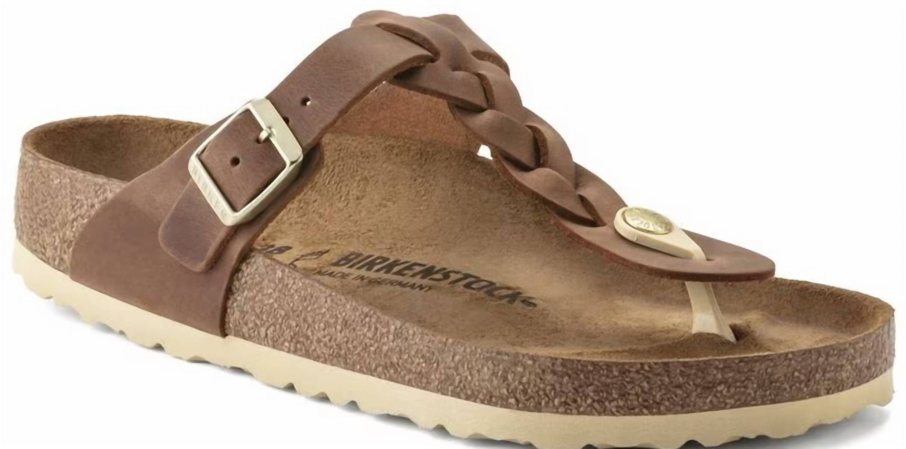 Women's Gizeh Braided Oiled Leathersandal In Cognac