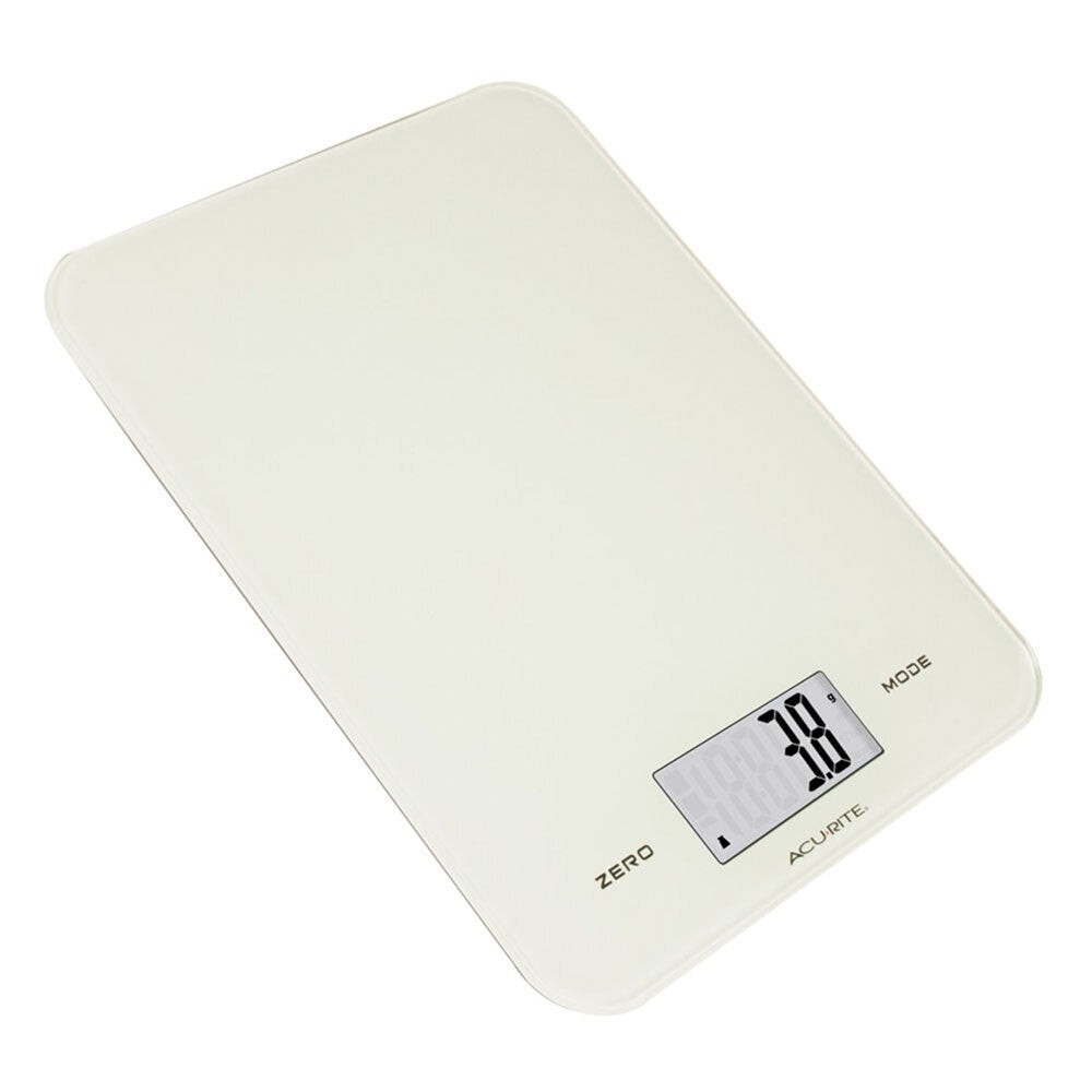 Acurite Large Slim Line Glass Digital Kitchen Food Measure Scale 1g/8kg (White)
