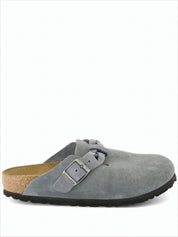 Suede Mule Slipper with Adjustable Leather Strap